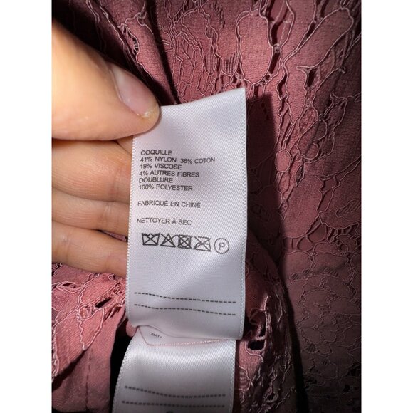 Laundry‎ By Shelli Segal Pink Mauve Lace Bell Sleeve Top Shirt Blouse Large Boho - Picture 11 of 13